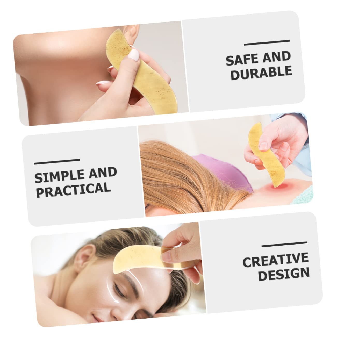 Healvian 9 Stk Horn Kratzen Multitools Guasha-stein Massage-tools Jade Schaber-werkzeug-massage Muskelschaber-tool Gesichtsmassagegerät Yak-horn Reisen Gelbes Horn