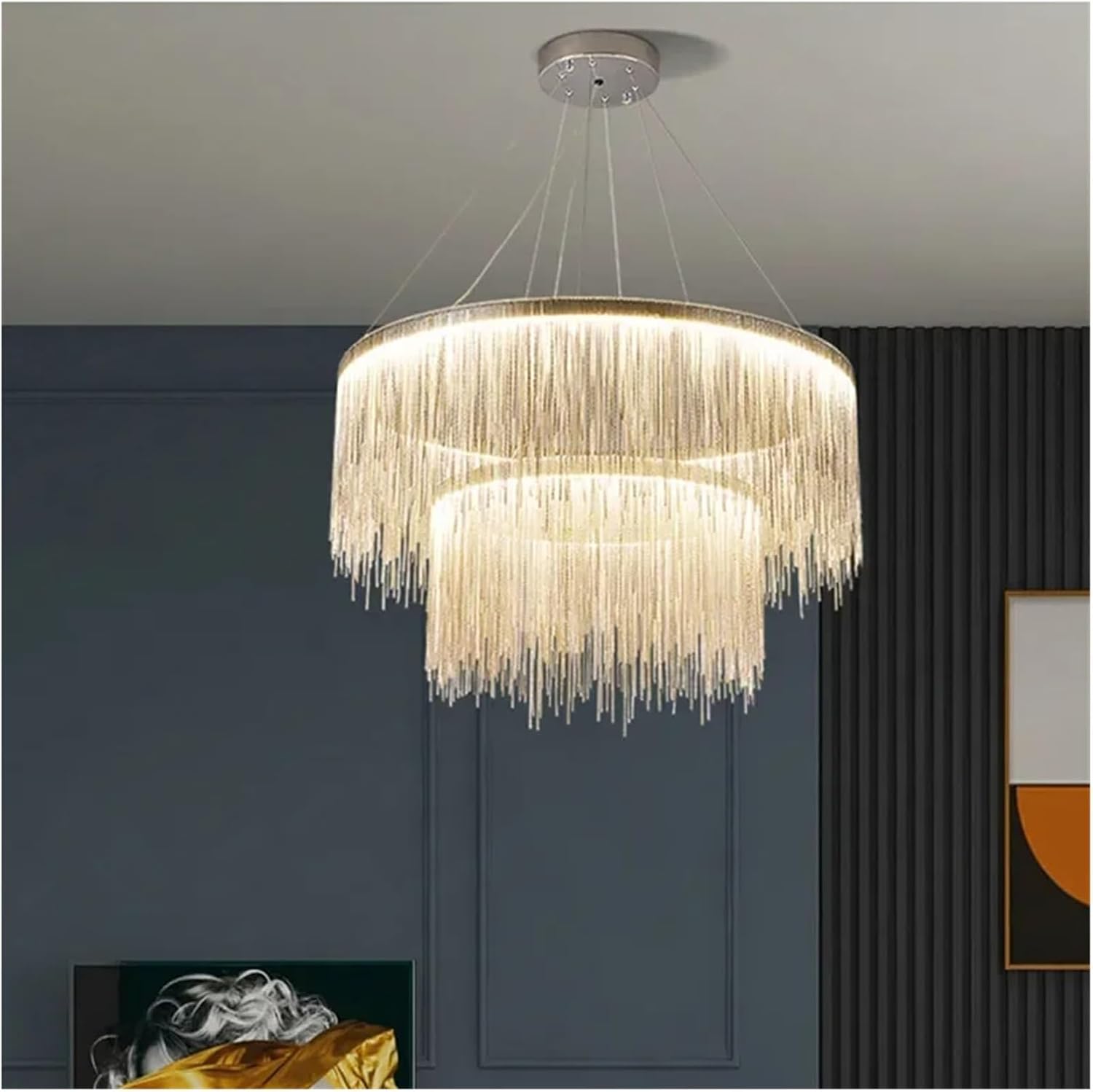 Modern Style Chain LED Chaner for Living Room and Bedroom Home Decor, Dining Room, Cloth Store Tassel Chain Light Fixtures