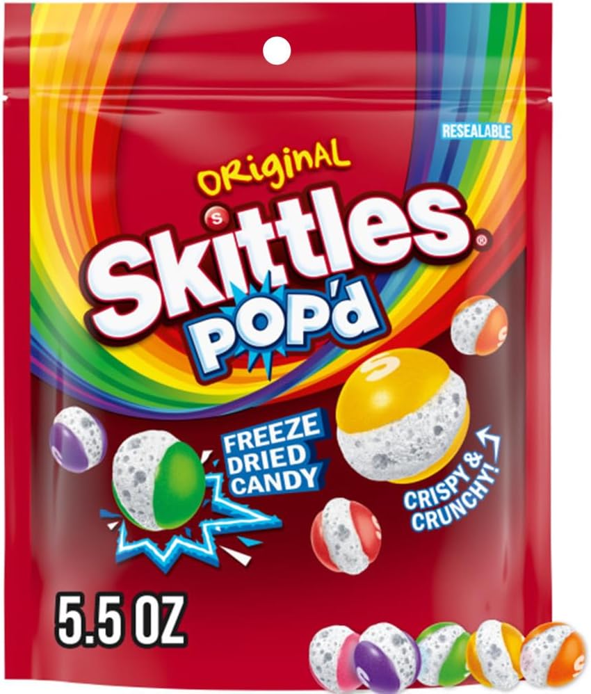 SKITTLES POP'd Originals Freeze Dried Candy, Freeze Dried Snacks, 5.5 Oz Bag