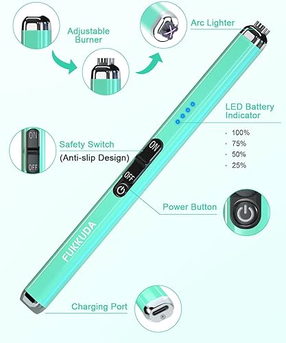 Miniatura 37 de 【Actualizado】 Encendedor eléctrico de doble arco recargable USB encendedor de arco de plasma para velas (gris espacial) Negro -,Oro,Gris,Negro