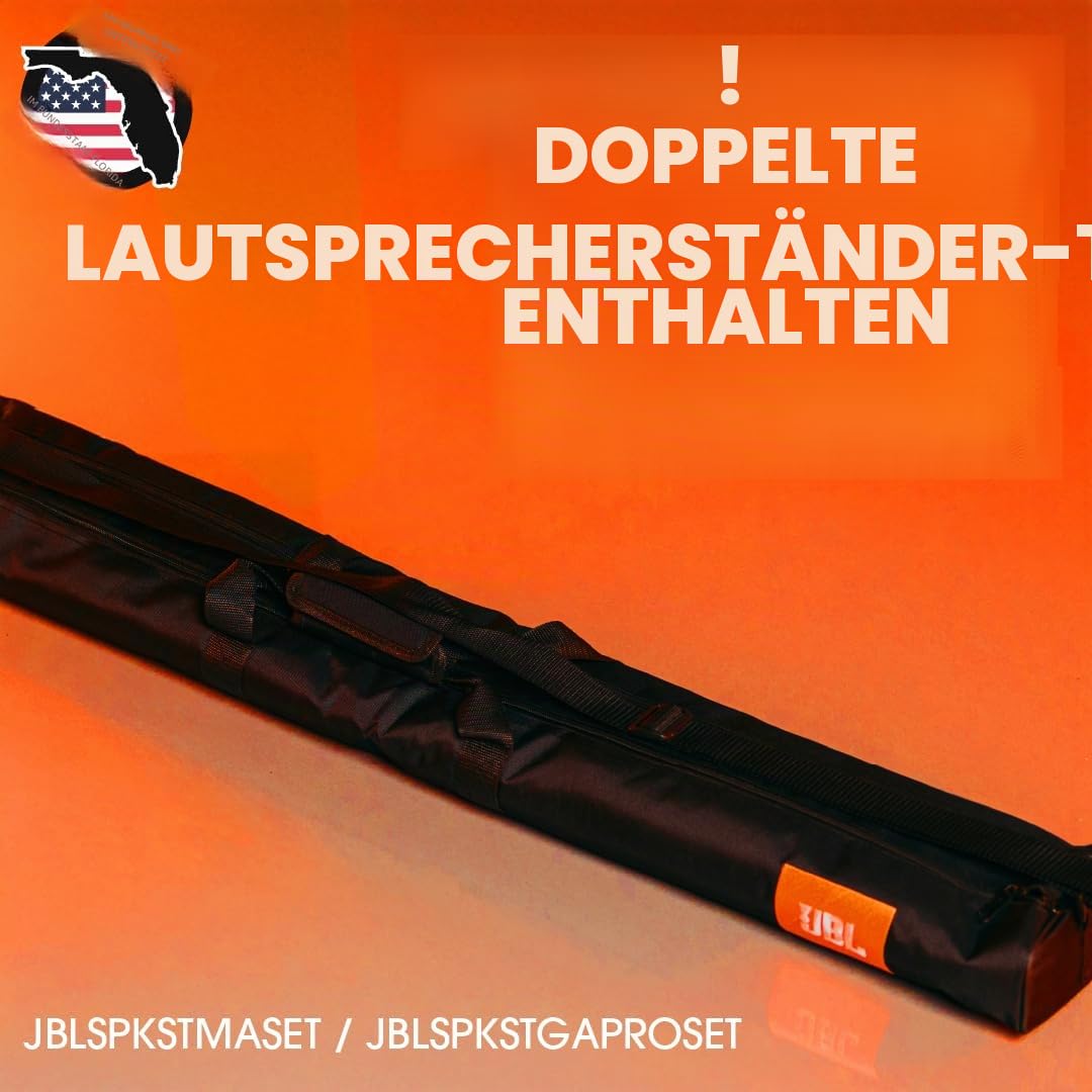 JBL Bags Standard-Lautsprecherständer-Set mit Einstellbarer Höhe und Stange mit Zwei Durchmessern; enthält (2) Lautsprecherständer und Tragetasche (JBLSPKSTMASET), schwarz