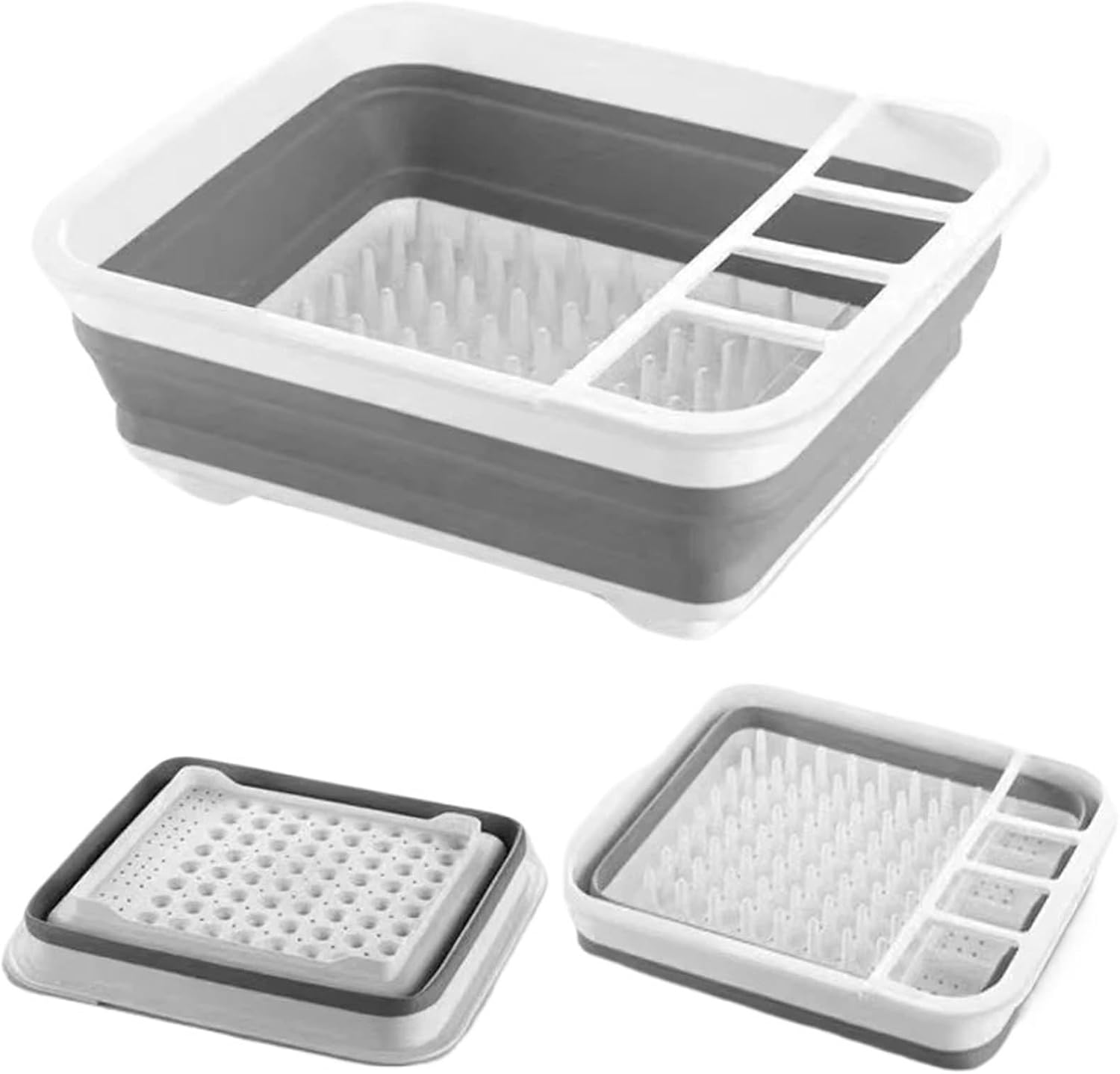 Foldable Dish Rack Portable Dinnerware Drainer Basket Bowl Dish Chopstick Holder Fruit Vegetable Drain Basket Kitchen Organizers(L)