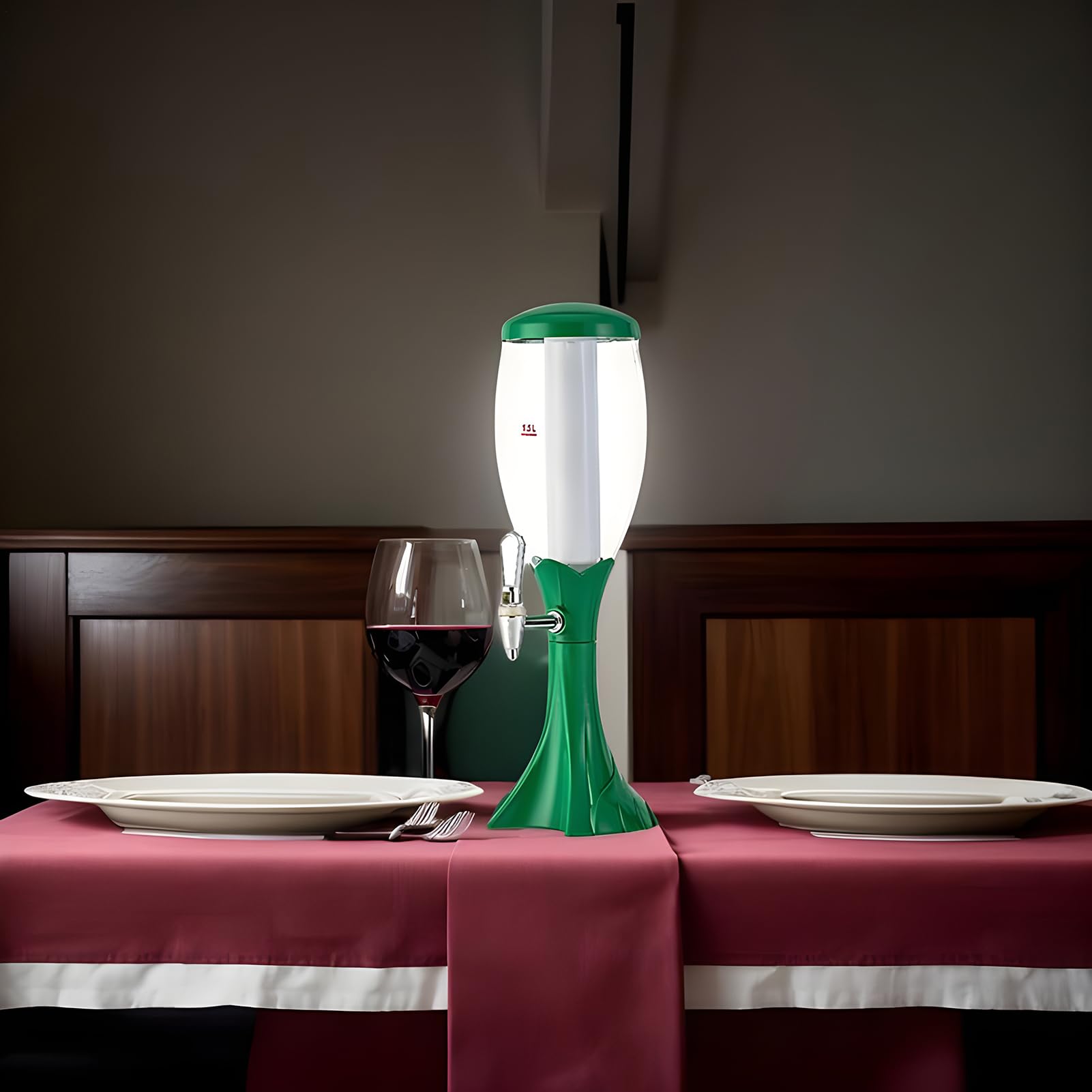 Getränketurm – leuchtender Bierspender | Getränkespender mit Eisrohr und | Zapfhahn, Party-Getränketurm für Eistee, Limonade, Wasser, Likör, LED-Licht, Getränkeständer für Veranstaltungen, Bar, Zuhaus