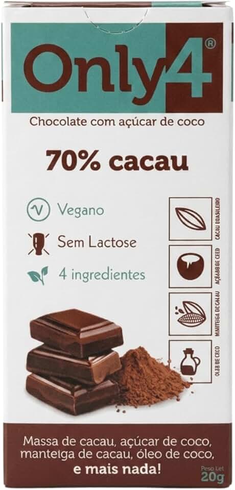 Chocolate Tablete 70% Cacau Sem Lactose Vegano 20g - Only4