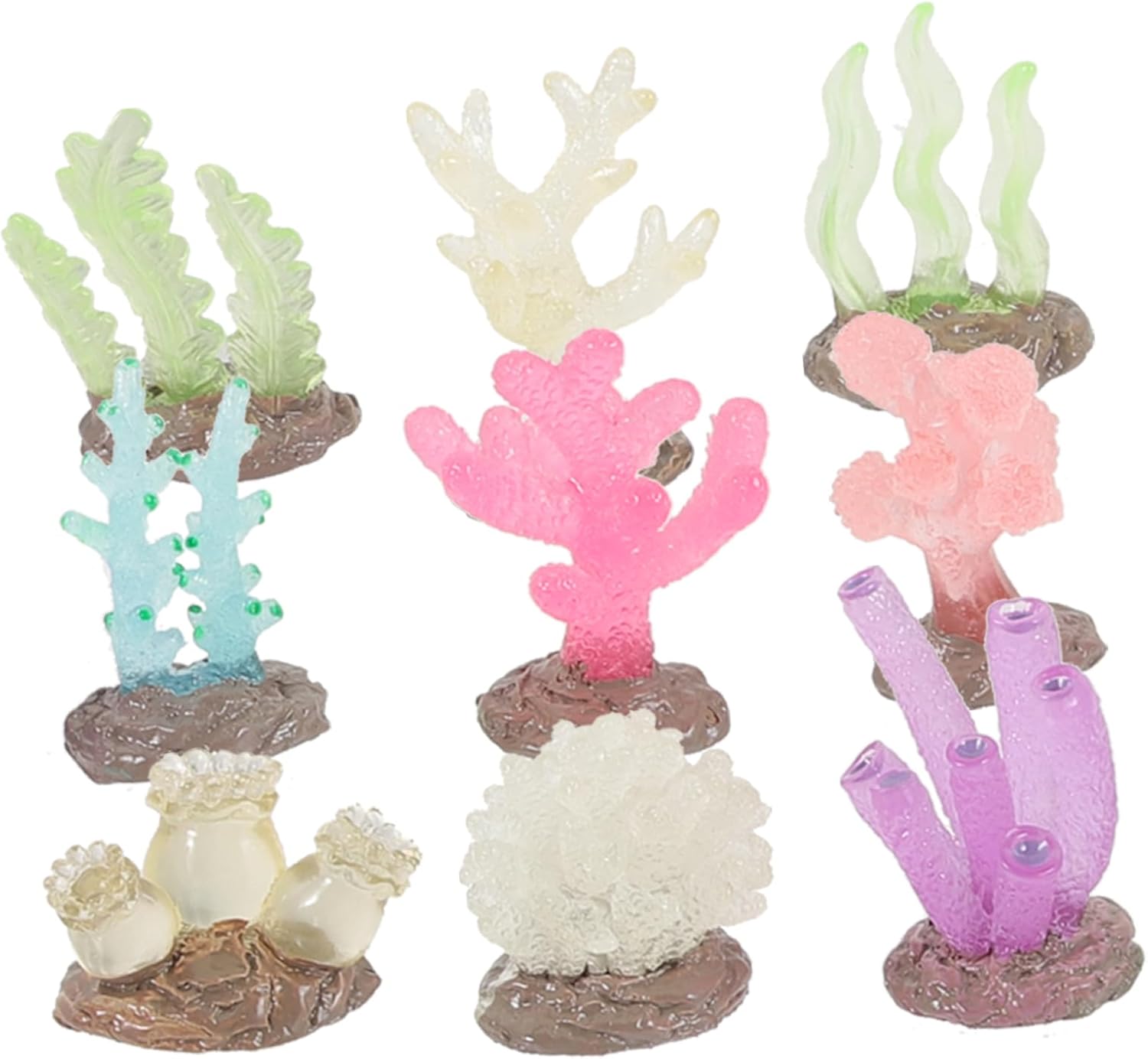 5sets Glowing Coral Decor Aquarium Plant Holder Fake Coral Aquarium Ornaments Fish Tank Decorations Artificial Coral Reef Decoration Simulation Frogfish Cave S
