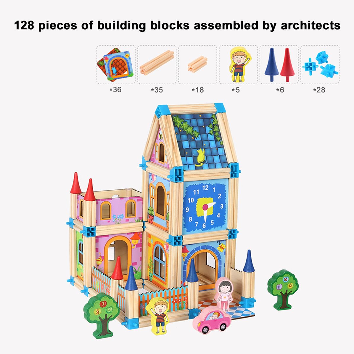 Didiseaon 3d Casa in Legno Puzzle Creativo per Ragazzo Ragazza Giocattolo Educativo per Sviluppo Cognitivo e Motorio