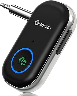 SONRU Aux Bluetooth Adapter for Car, Bluetooth Car Adapter, Bluetooth receiver 5.0 for Car/Home Stereo/Wired Headphones, 3.5mm aux bluetooth adapter with 16 Hours Long Standby and Long Distance Transmission