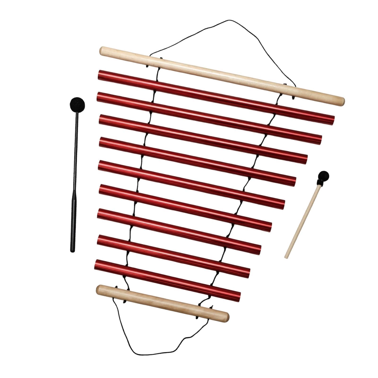 Qianly Windspiel Meditation Handglocke Klangstab Klangrohr Aus Metall mit Entspannendem Klang für Kinderbildung Entspannung Raumdekorati, Rot