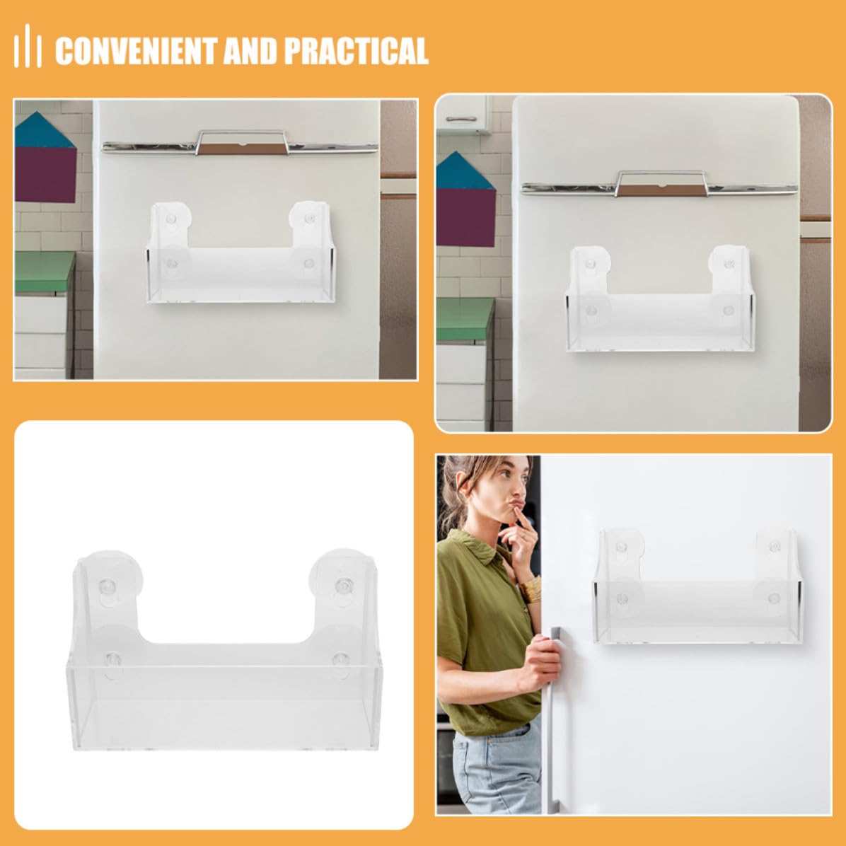 ULTECHNOVO 2 Piezas Organizador para Nevera con Ventosas Estante Acrílico para Bebidas Botellero Frigorífico Estable y Versátil para Puerta de Frigorífico Almacenamiento Práctico para Casa