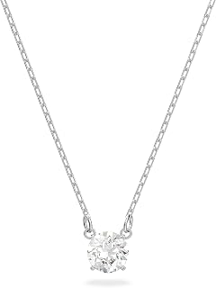 Swarovski Constella Stilla Attract Crystal Pendant Necklace - Rhodium-Plated Silver Chain, Dainty 38cm Design