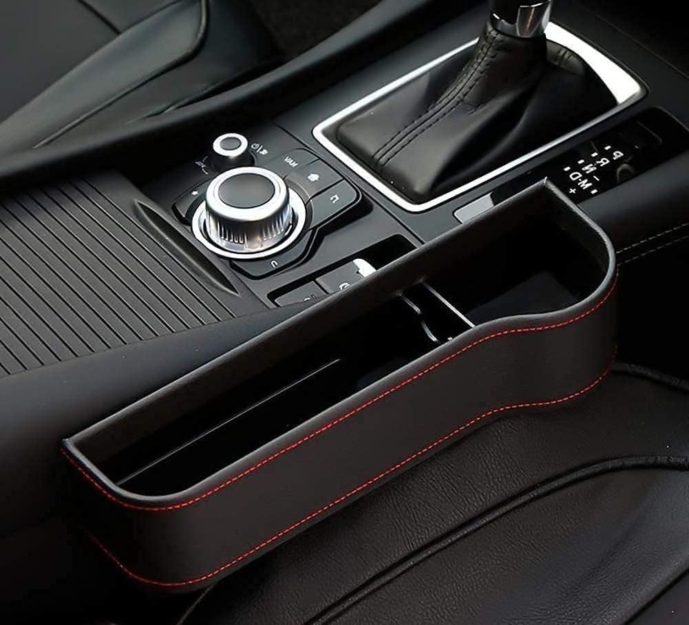 PU Leather Car Seat Gap Organizer with Cup Holder – Anti-Drop Storage Box with Charging Port for Phone, Keys & Wallet-image-35