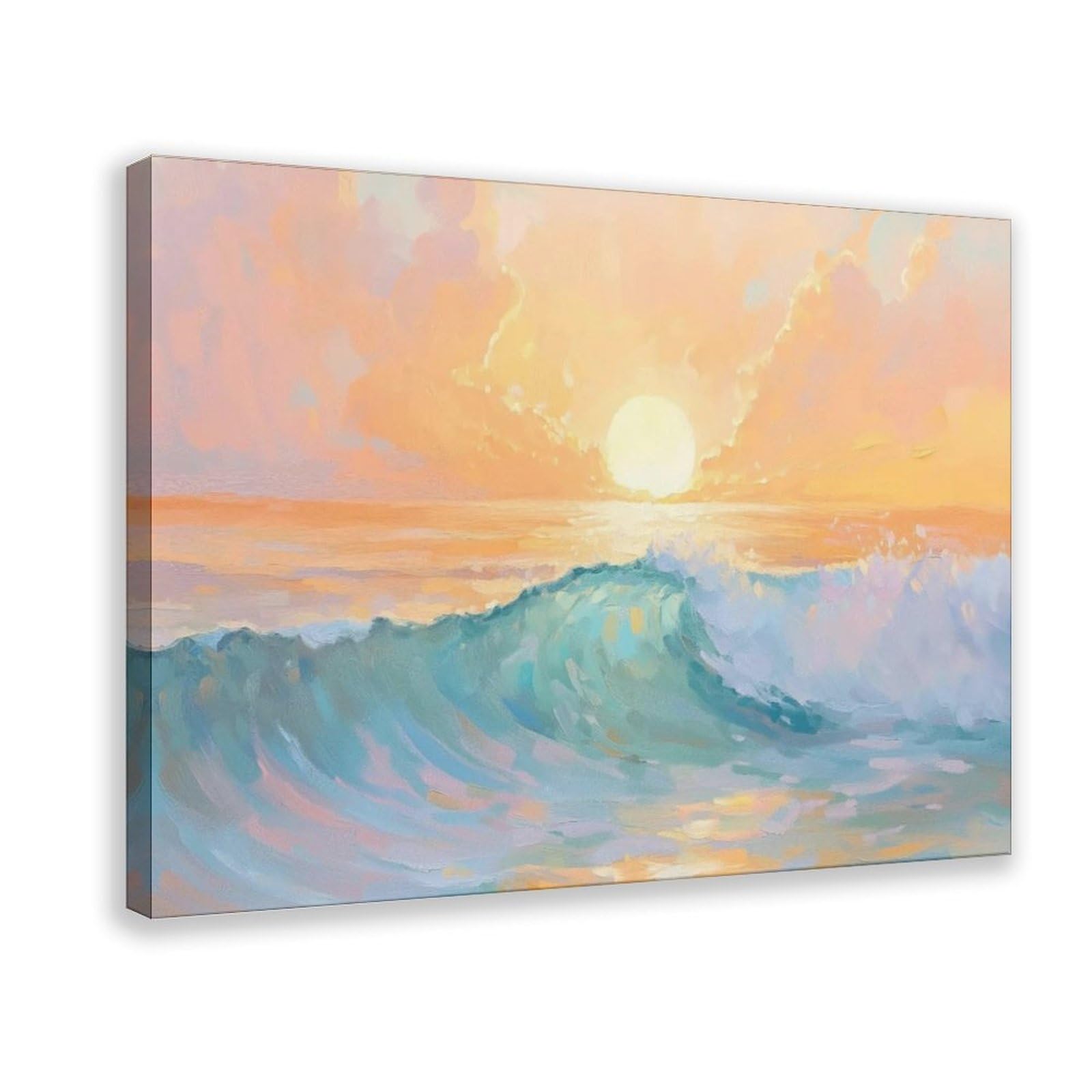 Bareronor Sunset Ocean Wave Canvas Poster for Dorm Room Decor Gift
