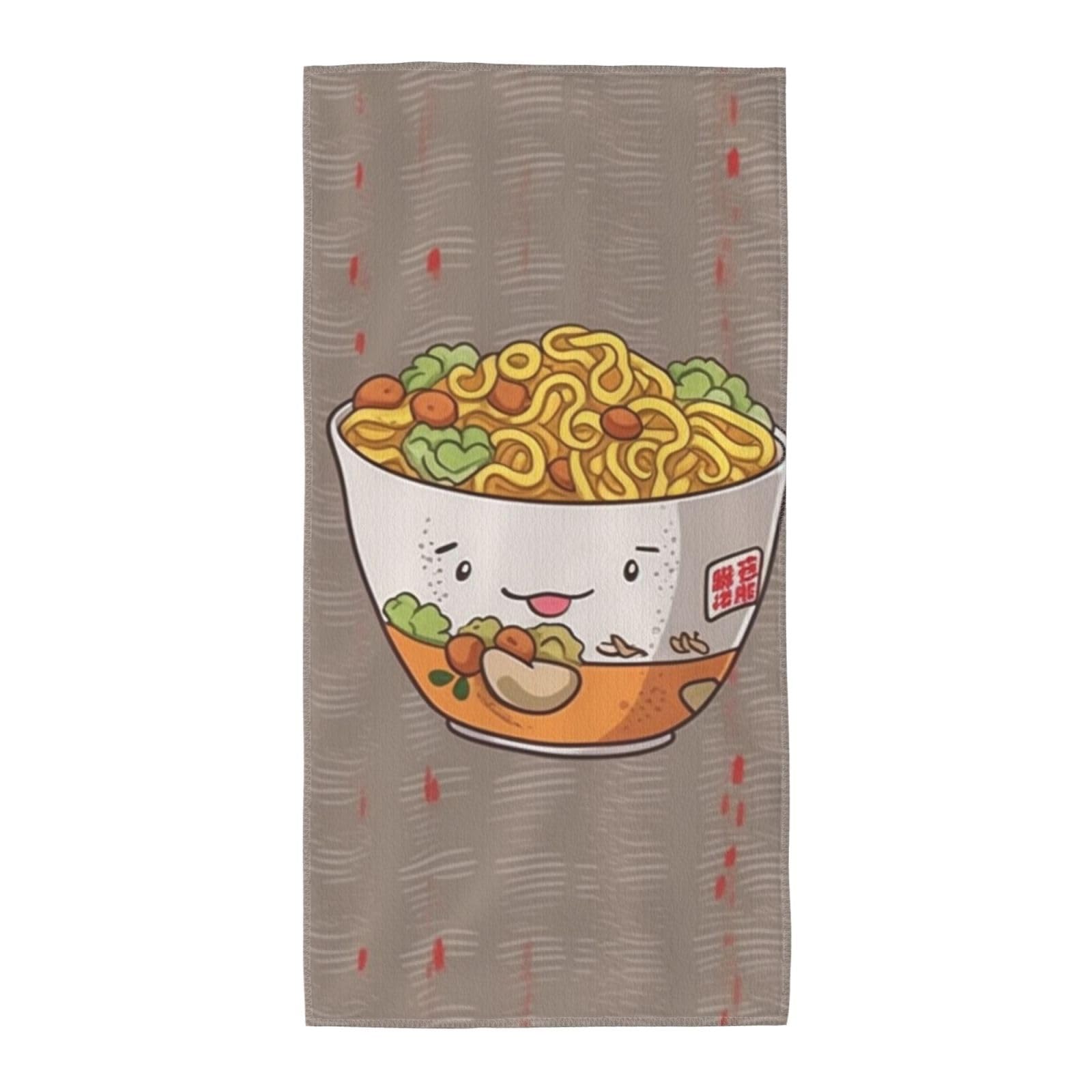 FekiLoot Absorbent Hand Towels 13.8"X27.5" Decorative Bathroom Towel Soft Microfiber Face Towel Egg Cup Noodle Ramen Dish Kitchen Towels for Bathroom Kitchen Hotel Spa Bath Towels