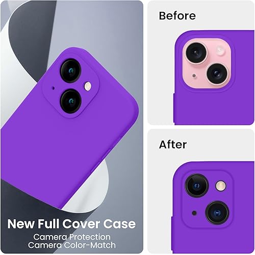 Miniatura 3 de FireNova Funda diseñada para iPhone 15, funda de silicona mejorada protección de cámara con 2 protectores de pantalla, forro interior de microfibra