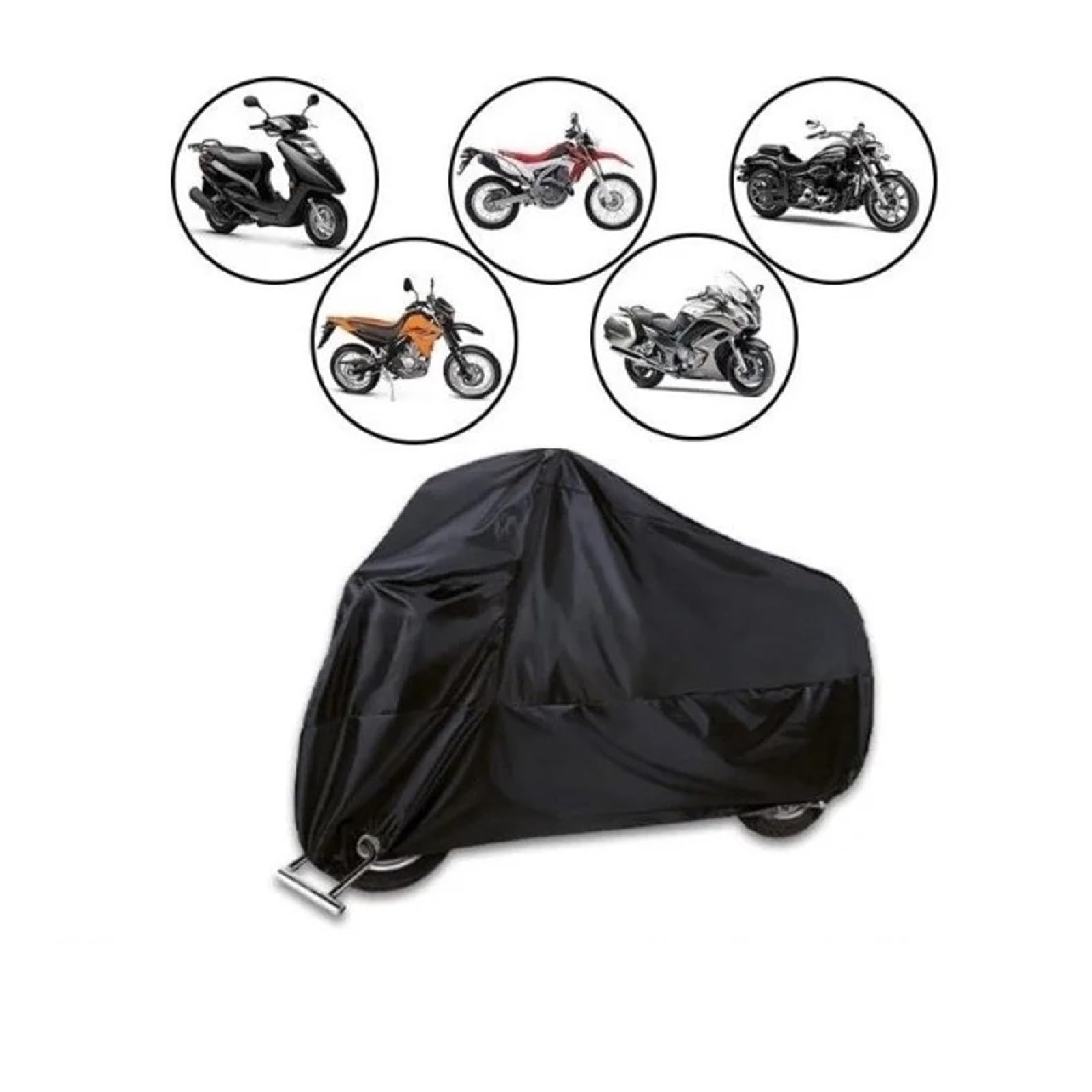 Motorradplane mit Schlossloch Für 2024 Motorrad Mantel Schwarz Abdeckung Regenzeit wasserdichte 190T Polyester Elektroauto