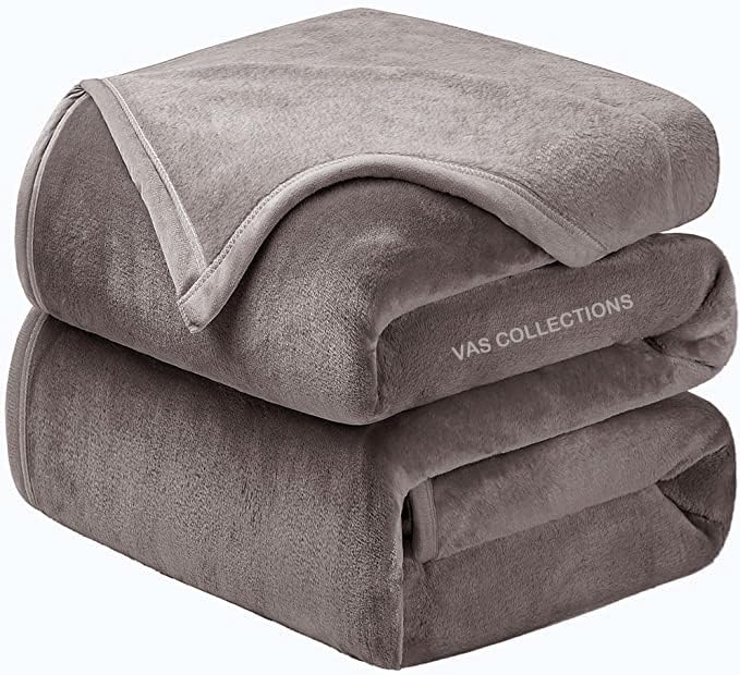 HOMEKART Premium Solid Color Soft Plush Mink Blanket Ultra Cozy and Warm, Silky Soft All-Season Single Bed Blanket for Bed Sofa & Lounge (Color-Grey, 150 x 220 Cm Weight-1400 Grams)