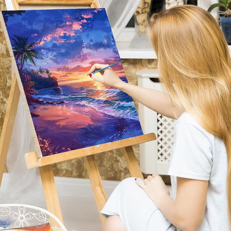 Coucher soleil creatif paint by numbers pour s'évader et libérer son esprit