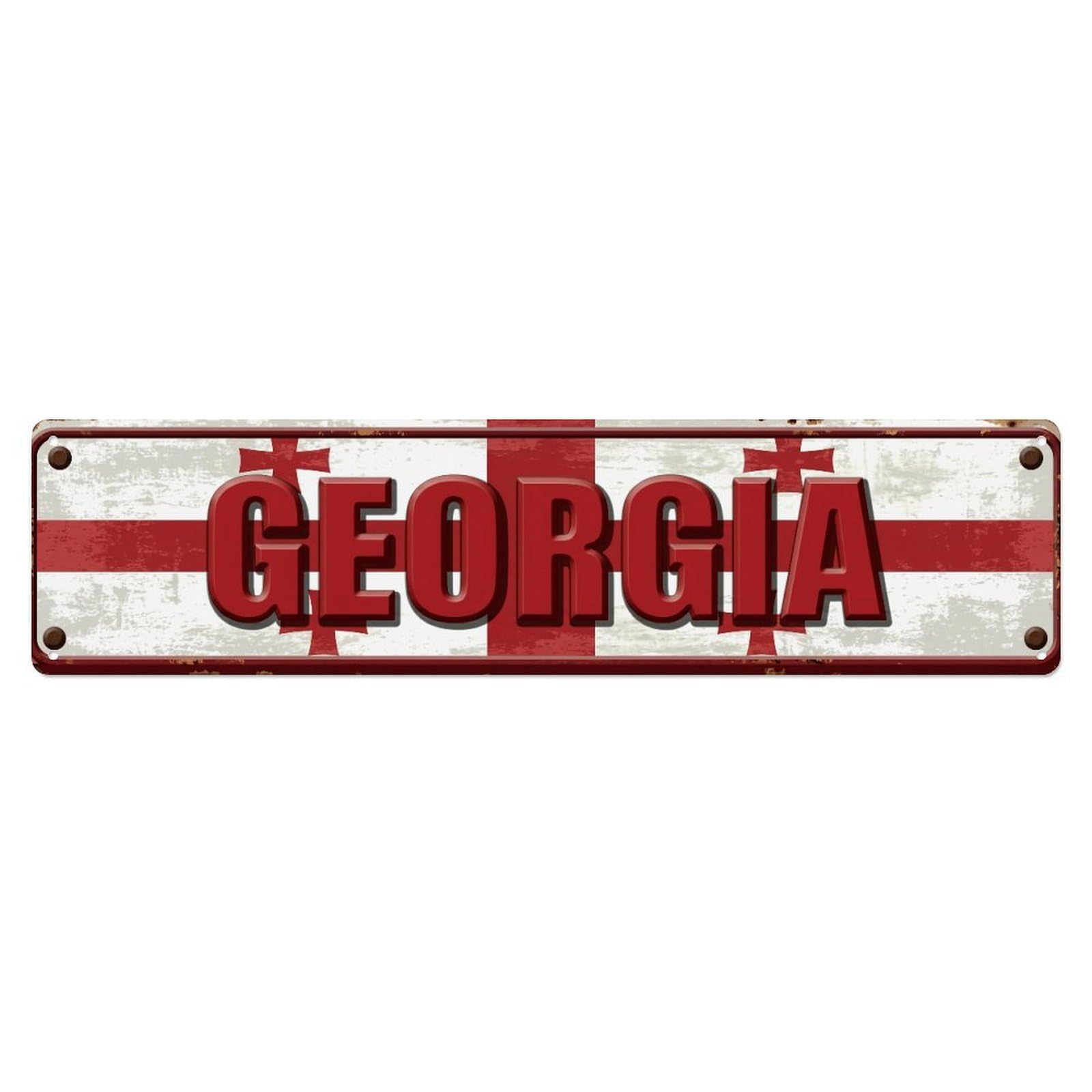 Metal Tin Sign Vintage Georgia Flag Pattern