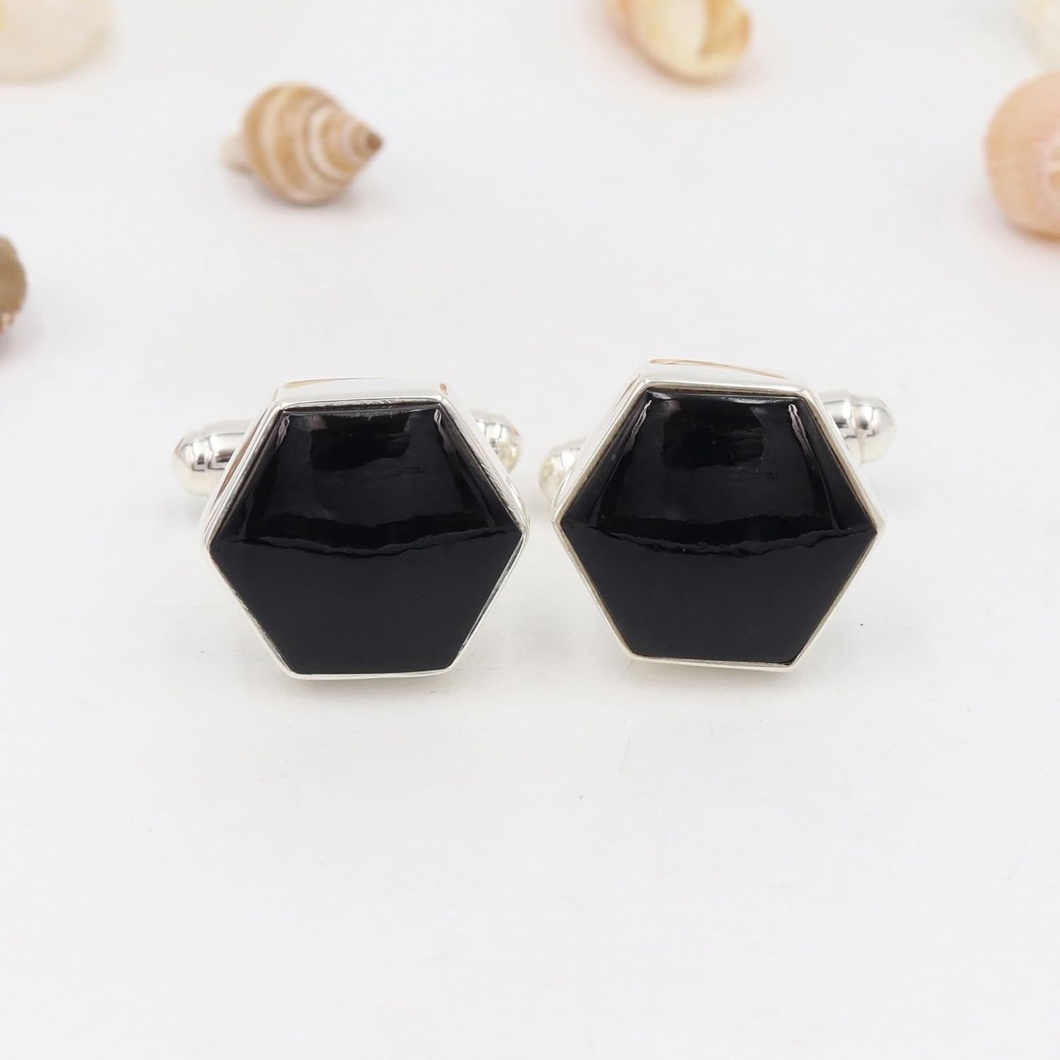 Black Onyx Stone Cufflinks Jewelry for Men 925 Sterling Silver, Cuff Links for Wedding Party Unique Gift