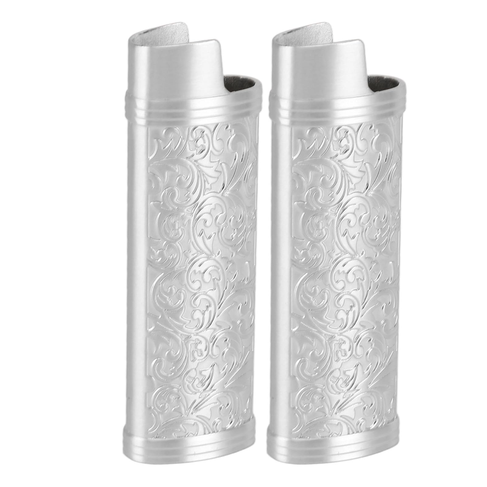 Vintage Botanical Metal Lighter Case Cover for BIC Full Size Lighter J6, Sleek Silver Sleeve with Unique Pattern to Enhance Your Lighter Style