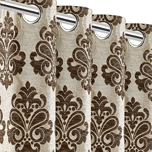 Image of Saral Home Grey Chenille Room Darkening Door Grommet Abstract Opaque Curtain - (Set of 1, 4X7 Feet)