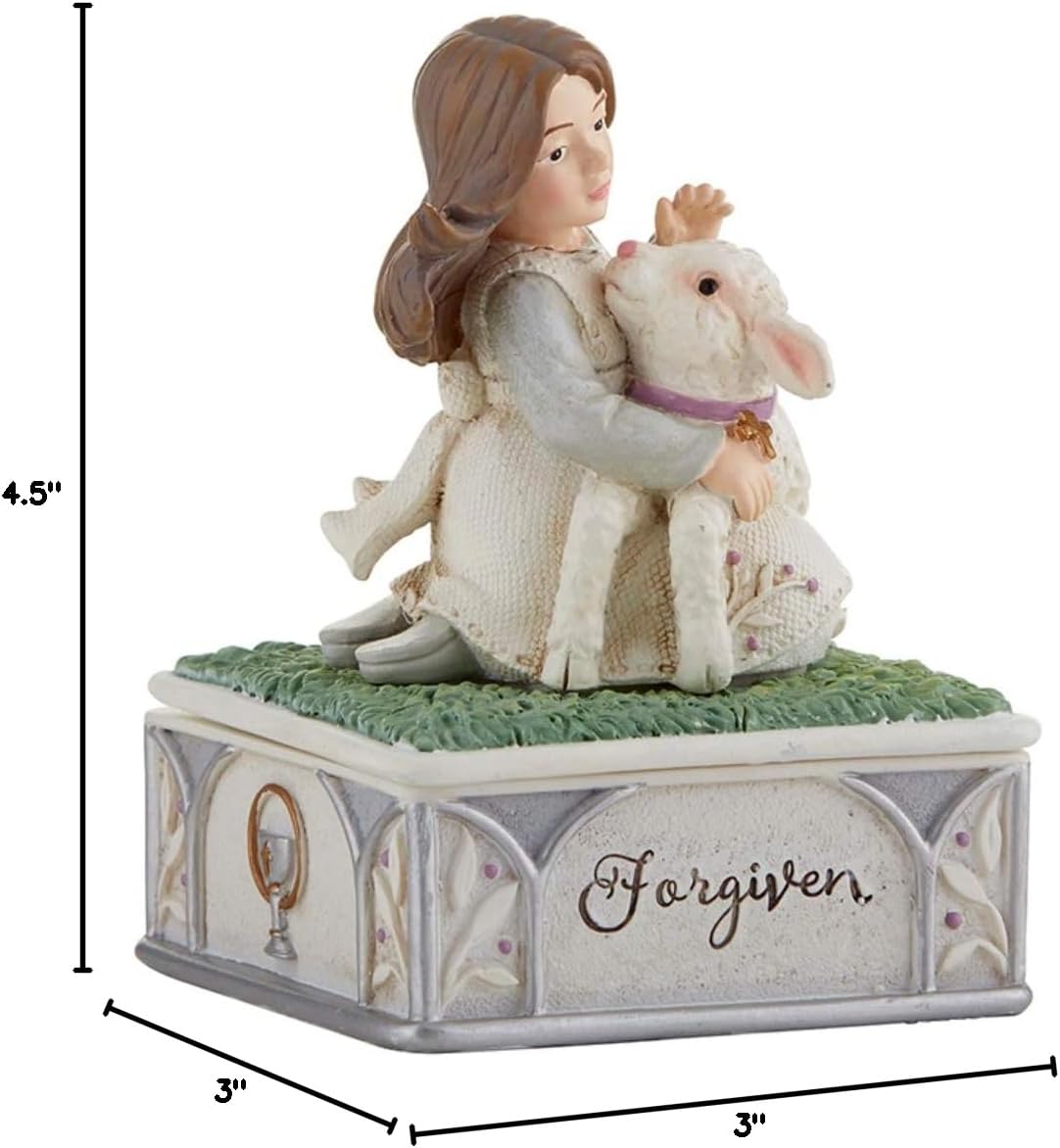 1st Reconciliation Gifts Girl's Lamb of God Decorative Keepsake Rosary Box, 4 1/2 Inch