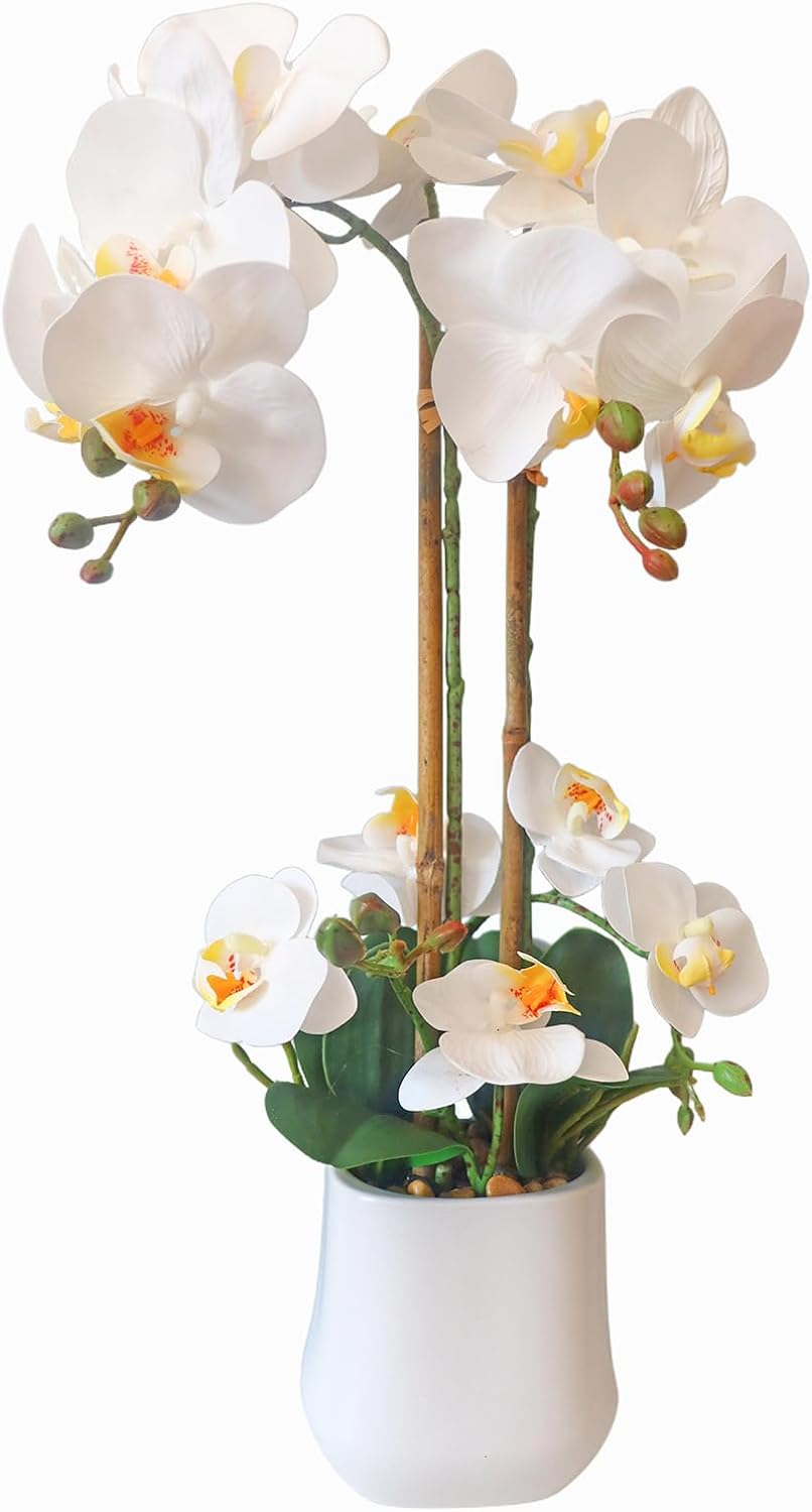White Orchid Artificial Flowers Fake Orchids Plants for Tables Home Office Decor Realistic Faux Flowers Party Wedding Decorations