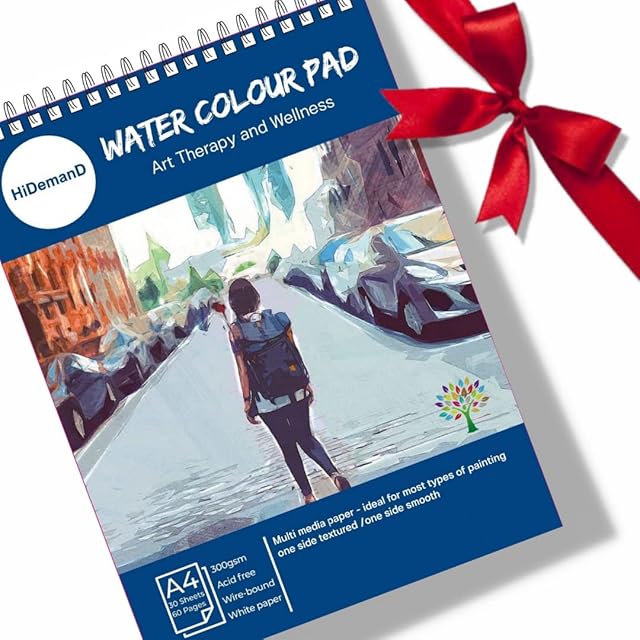 HiDemanD Watercolour Paper A4 Art Pad - Artist Grade A4 Watercolour Paper|60 Pages of Pure Bliss|Quality Mixed Media A4 Art Paper for Watercolour Painting has Textured Cold Pressed 300gsm Paper