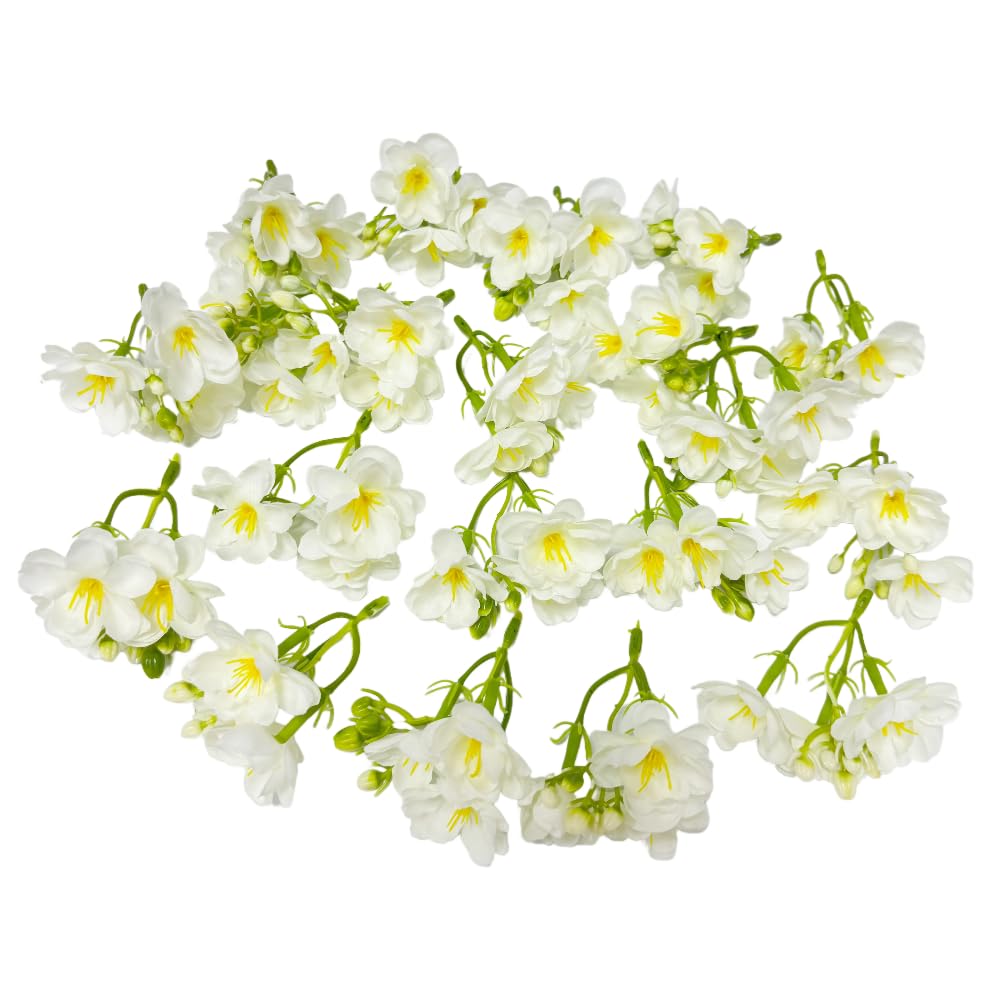 Artificial Jasmine Flowers Heads,Silk Flowers for Crafts,Fake Flowers Bulk,Jasmine Garland Wreath Making Supplies for Wedding Party Birthday Home Décor (20, White) — image 1