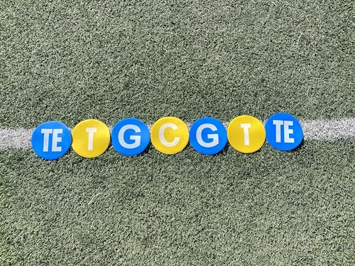 NW Athletics Football Lineman Spot Markers—The Original—with Mesh Bag-Non Slip Floor Agility Dots-Teach Players Alignment-Offensive/Defensive Positions (Pack of 7)