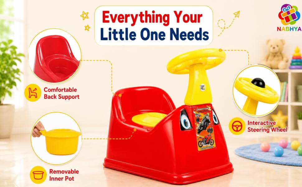 Zerya Ferrari Baby Potty Training Seat- Chair for Kids- Infant Potty Toilet Chair with Removable Tray & Closing Lid (Yellow) (Red) 3