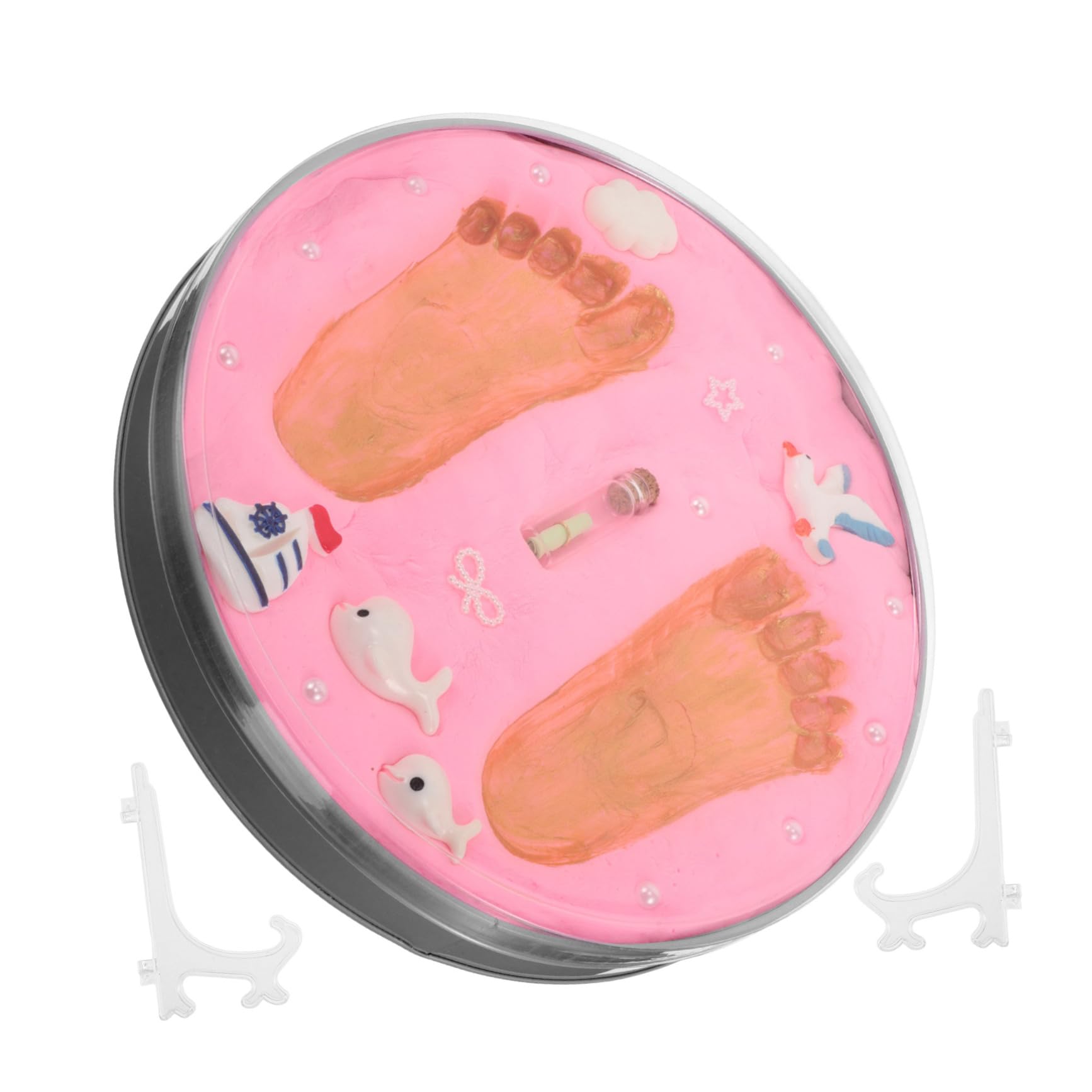 Kit de Huellas de Manos y Pies para Ñiño, Recuerdo Rosa de Arcilla, Fácil de Usar, Adecuado para Recién Nacidos y Baby Shower