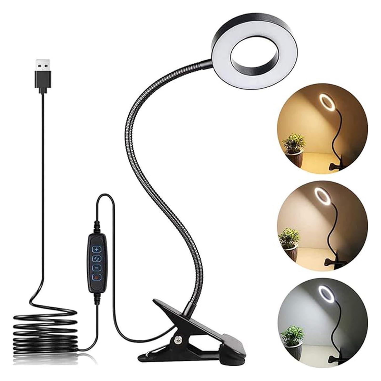 Lampada da studio for libri da lettura a LED con luce a clip | 10 Luminosità Protezione degli occhi Scrivania for studenti con collo di cigno(Black)
