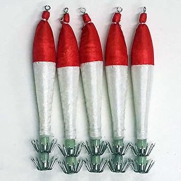 Amazon 夜光 浮きスッテ 4 0号 約10 5cm 5本セット 色選択できます イカ釣り エギング仕掛け sute40hpy5ps 01 赤 白 風迎 Figei エギ スッテ