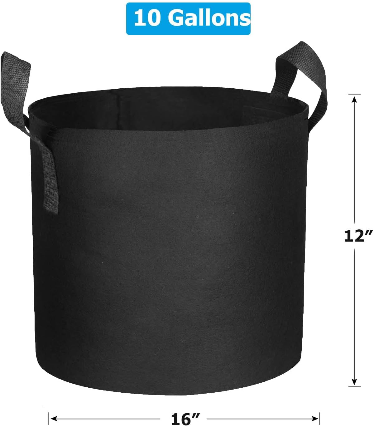 12 Packs 10 Gallon Grow Bags, Heavy Duty 300G Thickened Nonwoven Fabric Plant Pots with Handle - Image 2