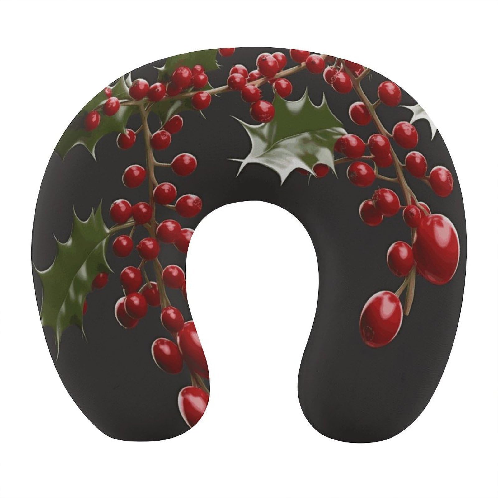 Btcowzrv Style Holly Berry Branches U Shaped Neck Pillow Travel Pillows