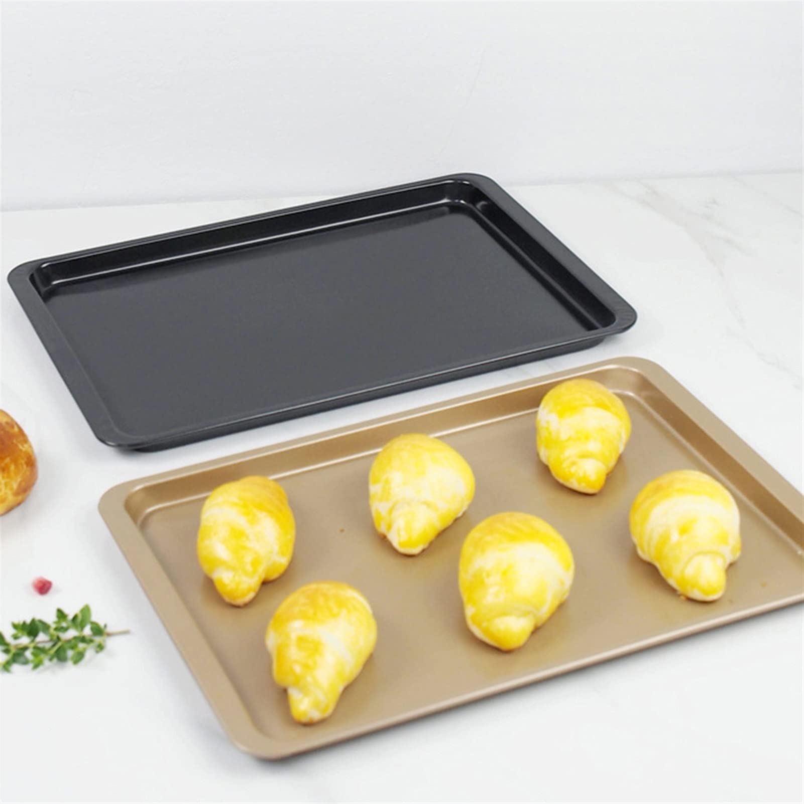 ACiyD 14,5-Zoll-Antihaft-Home-Küche-handgemachtes Backblech-Kohlenstoffstahl-Brot-Kuchen-Plätzchen-Backblech (Color : Golden) (Gold)