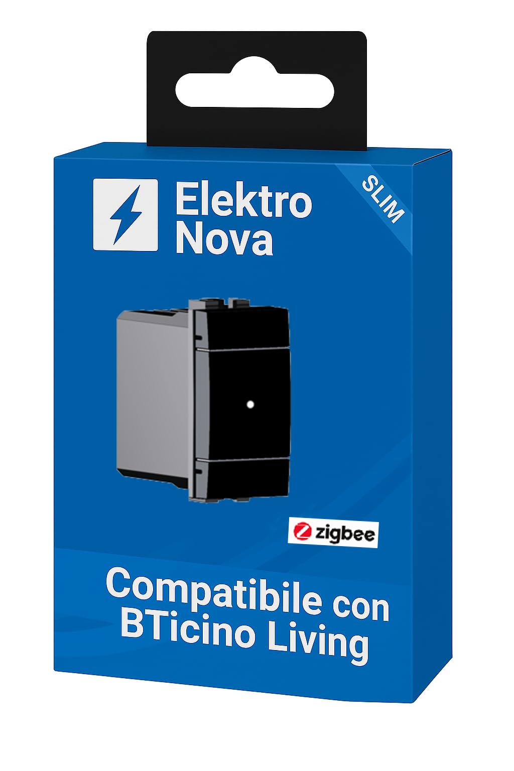 Elektronova Interruttore dimmer connesso Smart Zigbee/Tuya Wifi frutto modulo compatibile con supporti Bticino Living nero