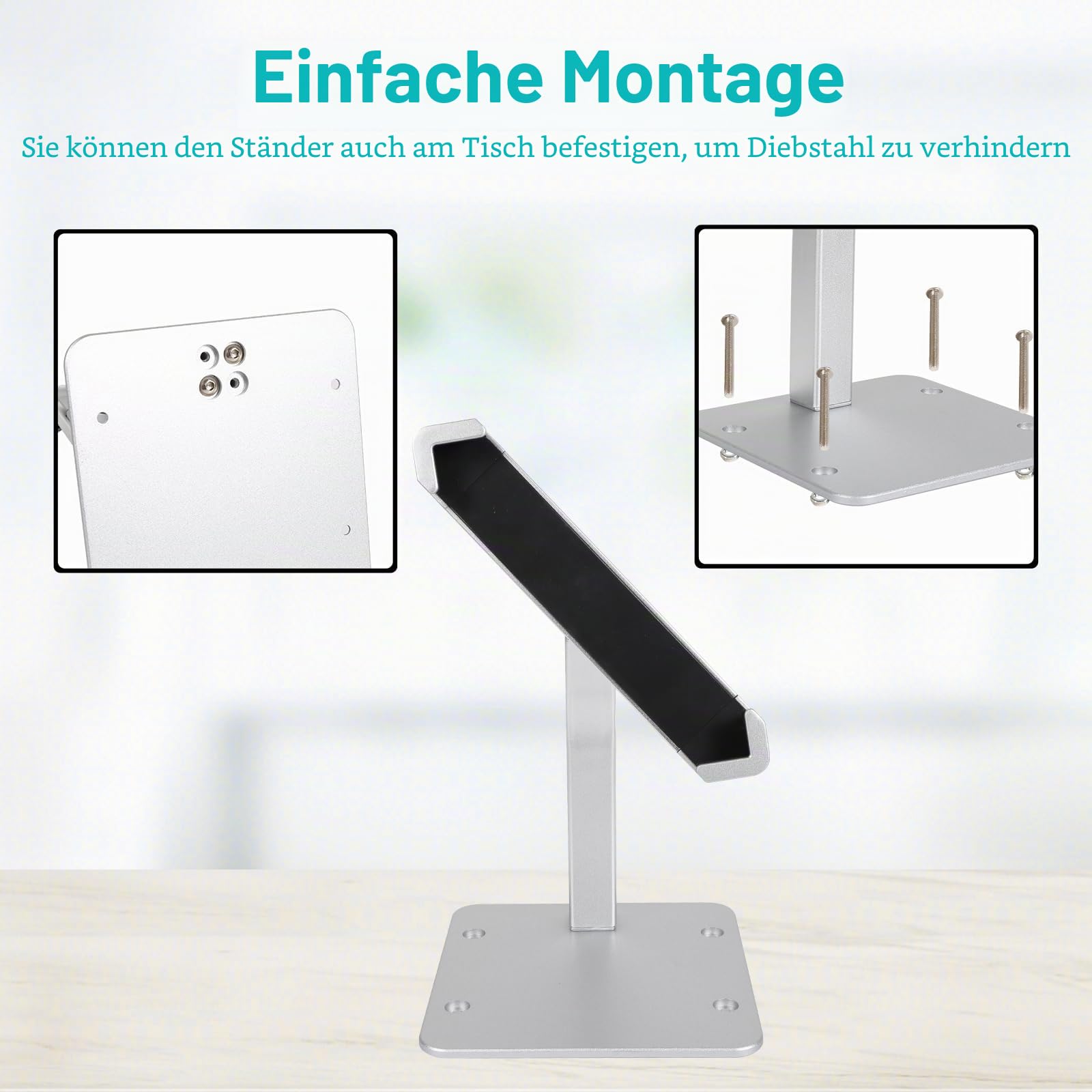 GDZN Anti Diebstahl Tablet Halterung Tisch, [Schwerlast] iPad Kiosk Ständer mit Schloss und Schlüssel, Aluminium Sicherheitsschloss Halter für iPad Pro, Air, Galaxy Tab, Surface, 7-11" Tablet
