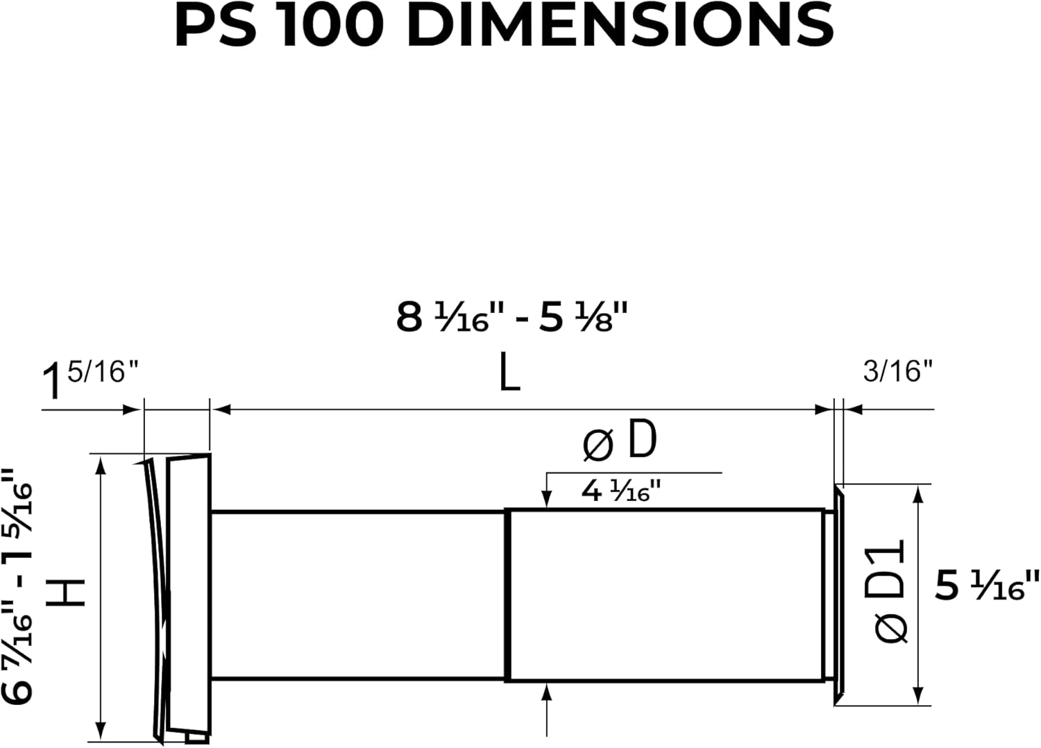 VENTS-US PS 100 - Passive Fresh Air Intake Ventilation Kit with Adjustable Airflow – Includes Telescopic Air Duct (No Motor) and Durable Round Plastic Outdoor Cover
