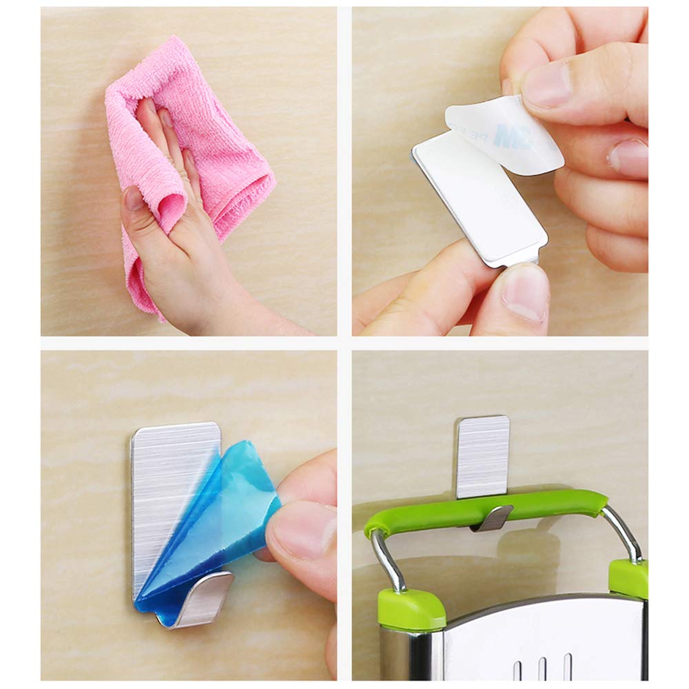 4(Silver) Pcs No Drill Crochets Adhésifs Heavy Duty Crochets, Crochets