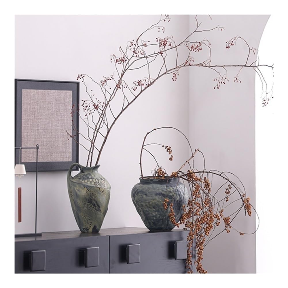 Wazon na kwiaty, Okrągły wazon ceramiczny w stylu retro do salonu, suszone kwiaty/dekoracja hydroponiczna
