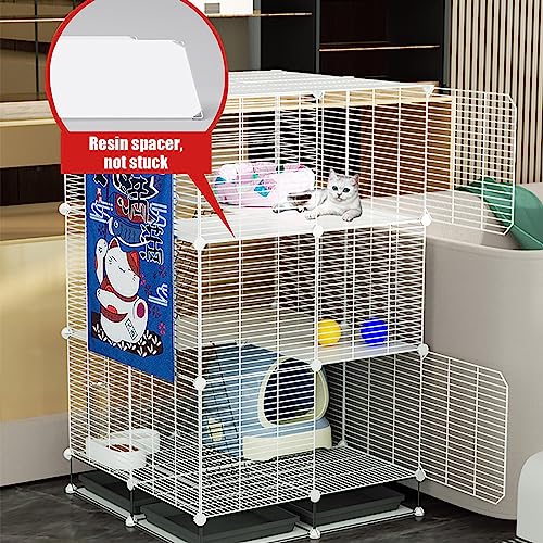 Katzenkäfig für Indoor- Katzen, Katzengehege und Laufstall mit Katzenklo, Abnehmbares und faltbares Design, einfach zu montieren, Hundekäfig aus Draht, Katzenhängematte inklusive-3