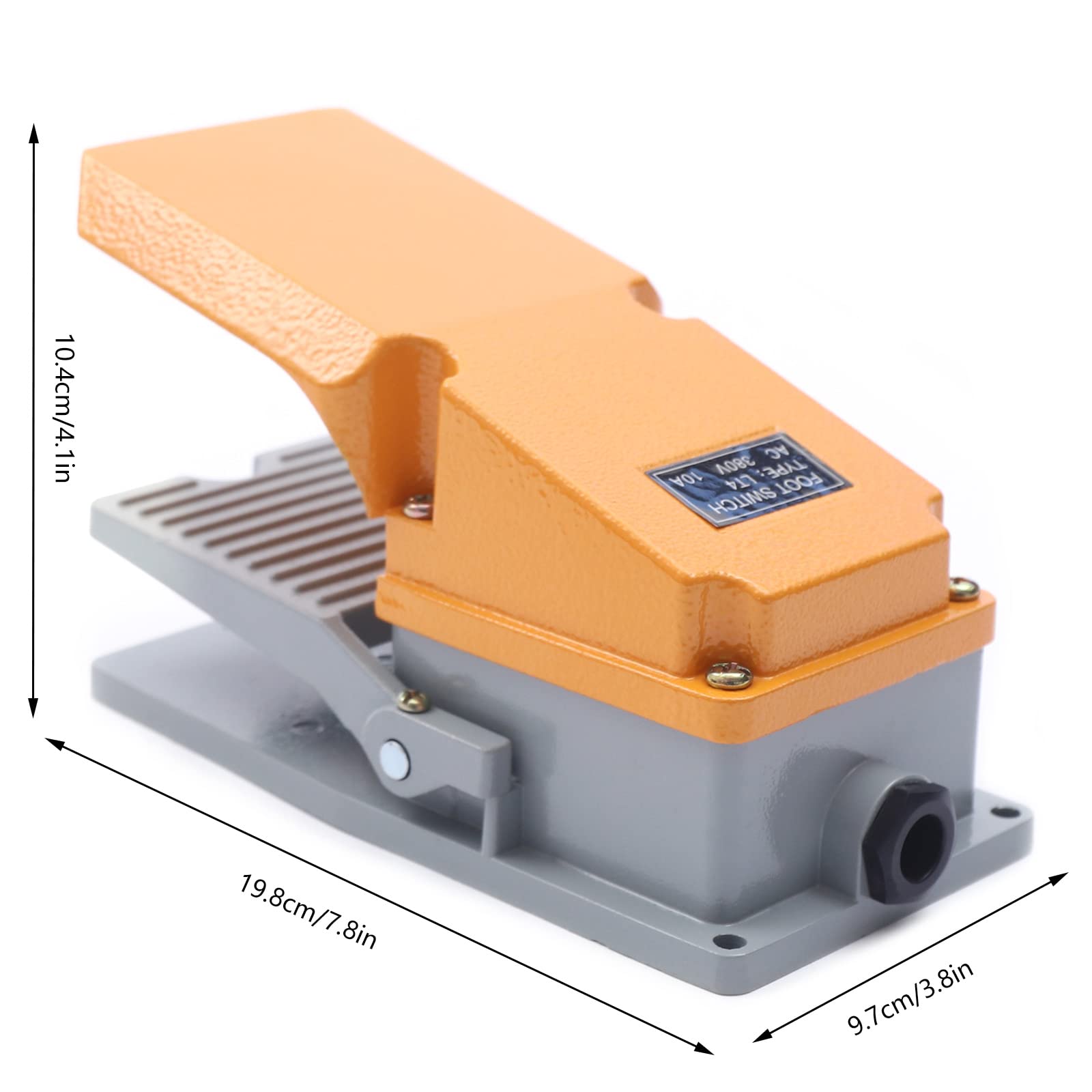 TFS-LT4 - Interruptor de pedal industrial de metal, color naranja y gris