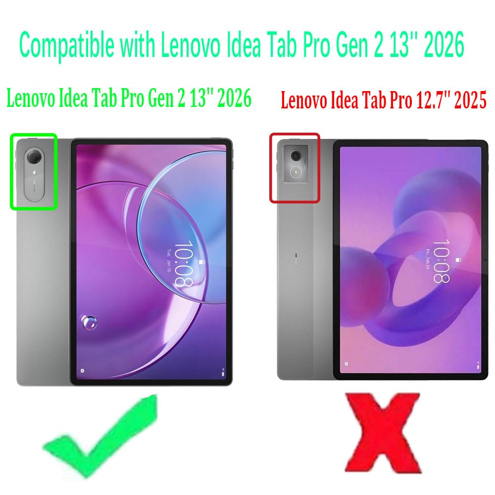 Custodia con tastiera per tablet Lenovo Idea Tab Pro Gen 2 da 13 pollici 2026, QWERTZ tedesco, ultrasottile, con illuminazione a 7 colori, tastiera wireless con custodia protettiva, rosa