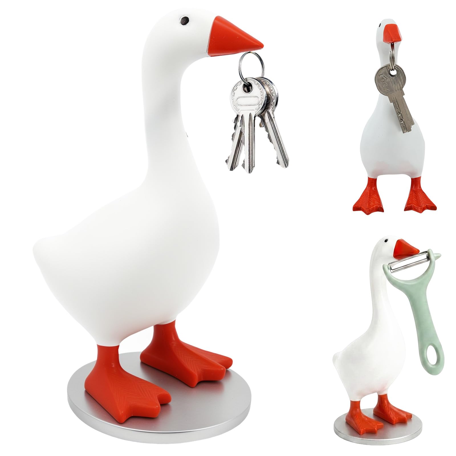 YUEKUNTJ Desk Goose Figurine, Resin Magnetic Goose Sculpture, Magnetic Gooses Statue Key Holder, Tabletop Gooses Ornament, with Magnet Beak for Office Decoration Home Ornament Holiday Present