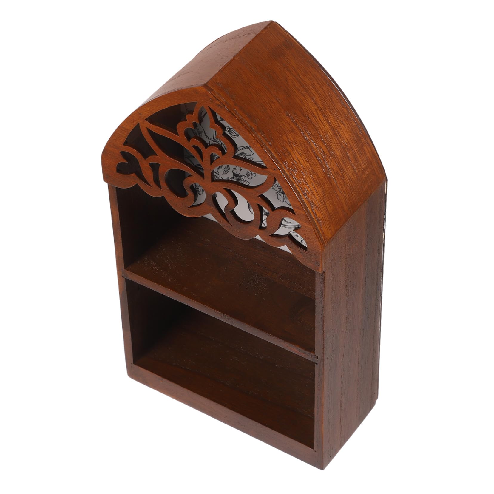 Étagère murale en bois sculpté pour salon et rangement esthétique de souvenirs