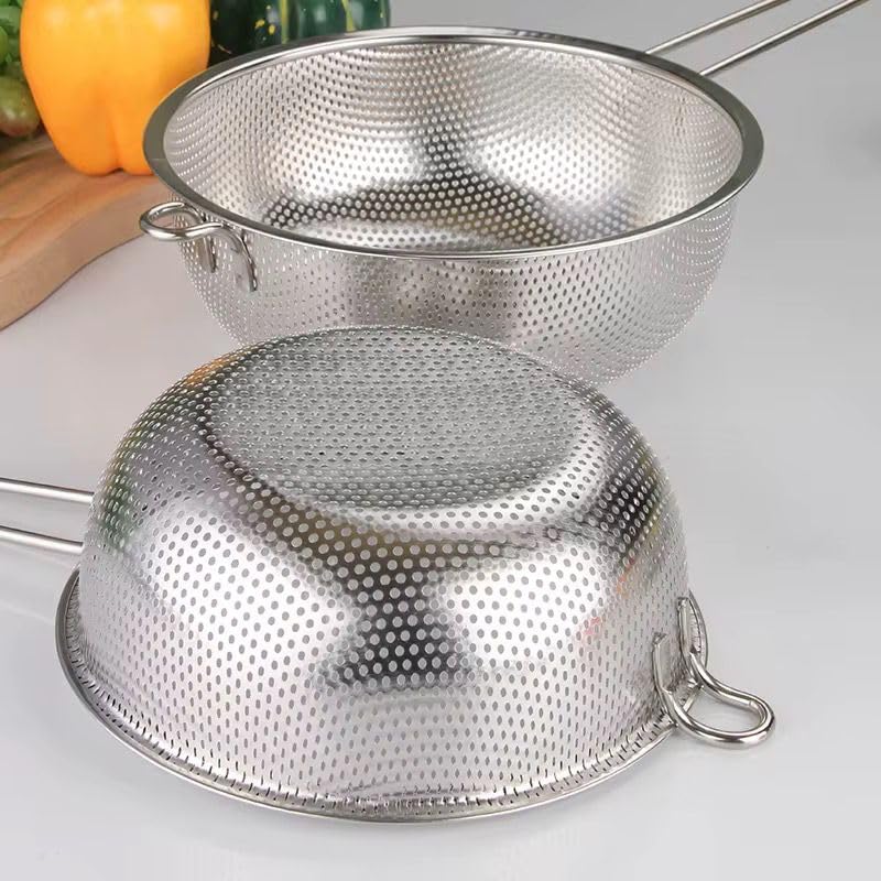 Orret Home Uzun Saplı Paslanmaz Metal Süzgeç – Makarna, Sebze ve Meyve Yıkama Süzek, Derin Gövdeli, Dayanıklı Tel Süzgeç, Mutfak Süzgeci (19 Cm)