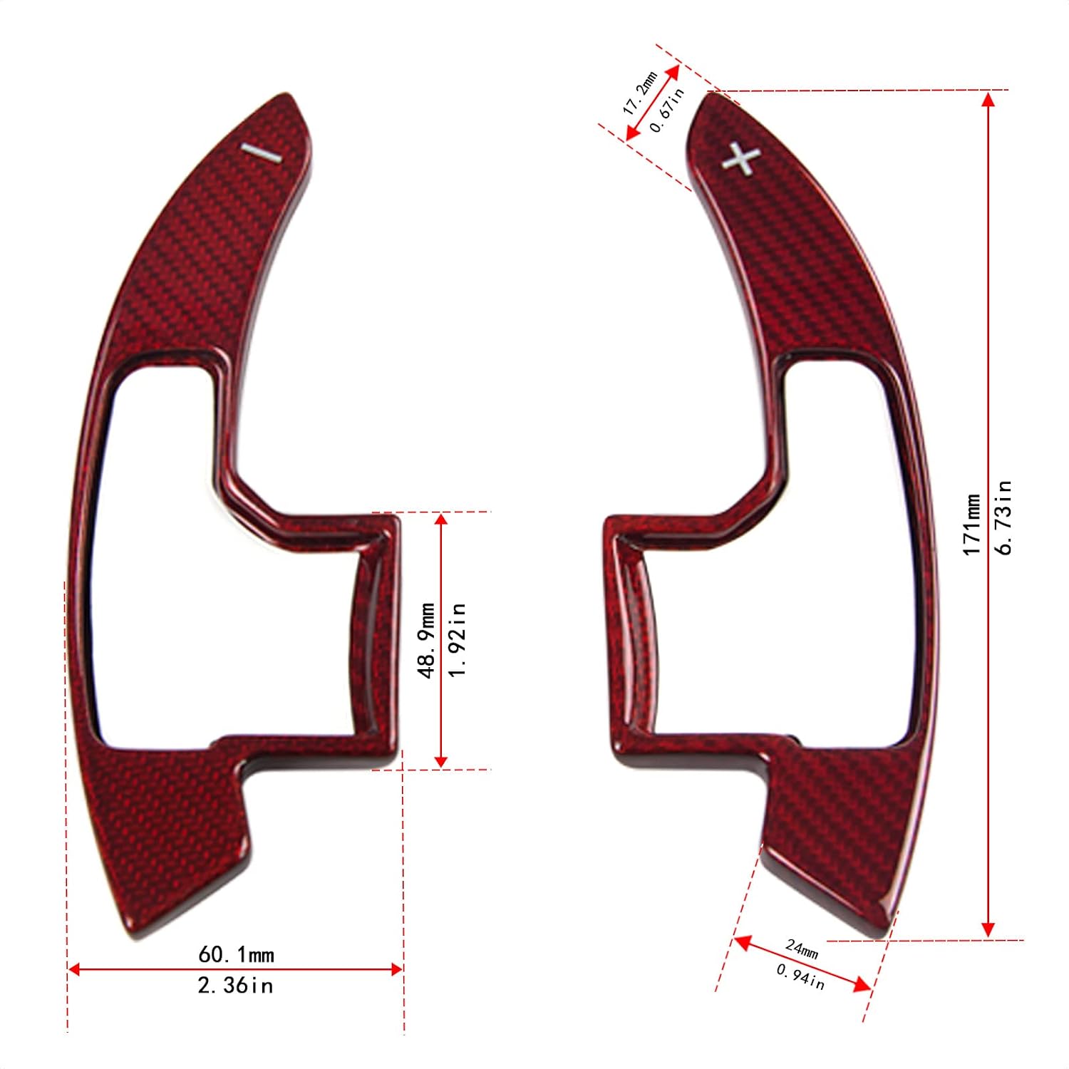 Real Carbon Fiber Steering Wheel Shift Paddle Extended Shifter Trim Cover Compatible with Ford Mustang 2015 2016 2017 2018 2019 2020 2021 Carbon Fiber Car Accessories Bright Light Red