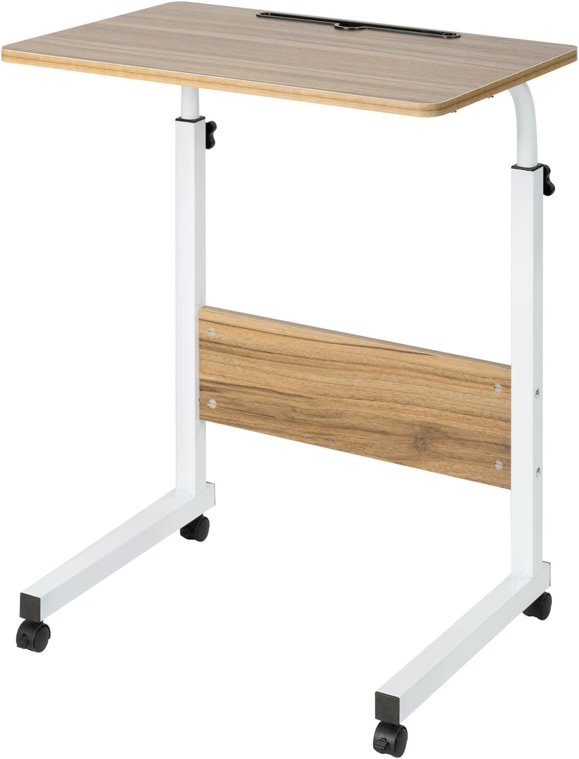 DOEWOKES 23.62 TV Tray Table with Wheels, Bedside Breakfast Table, Portable Podium Table, Standing Computer Desk, Adjustable Laptop Stand